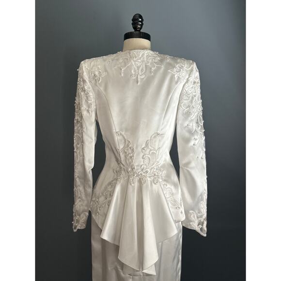 Vintage 2-Piece Wedding Bridal Set Victorian Romantic Peplum SteamPunk Bustle - Picture 6 of 12